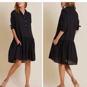 Grayson The Changemaker Dress - Black. Shirt dress. Flowy. Comfortable Lyocell
